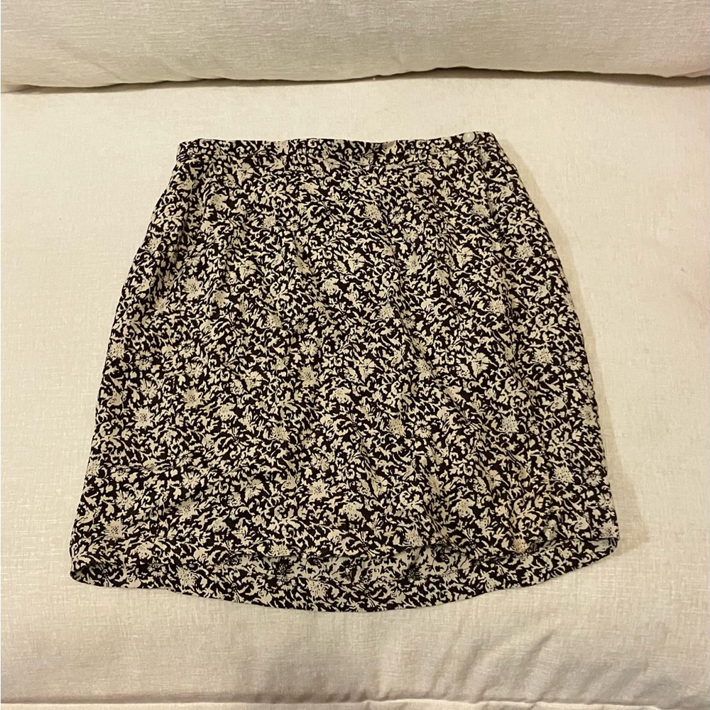 Vintage Gap Brown & Cream Floral Wrap Skirt Size 2